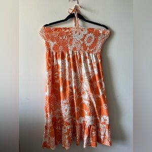 Aeropostale Orange Hawaiian-Theme Summer Halter Dress